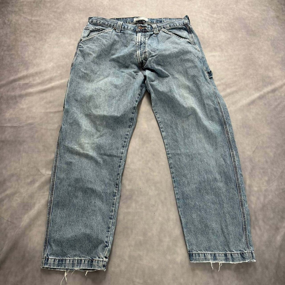 Signature Levi Strauss Gold Mens Carpenter Jeans Light Wash Blue Denim 36x31